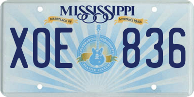 MS license plate XOE836