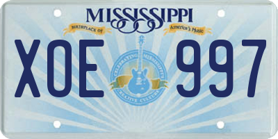 MS license plate XOE997
