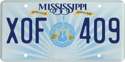 MS license plate XOF409