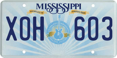 MS license plate XOH603