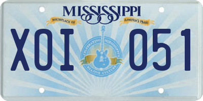 MS license plate XOI051