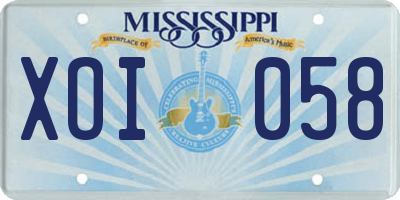 MS license plate XOI058