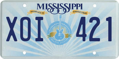MS license plate XOI421