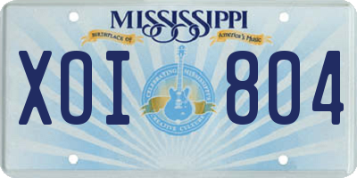 MS license plate XOI804