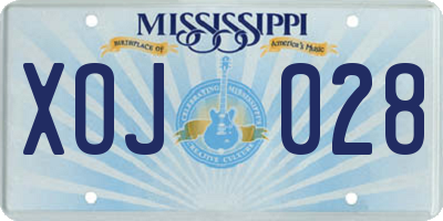 MS license plate XOJ028