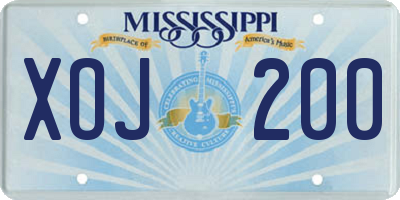 MS license plate XOJ200