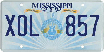 MS license plate XOL857
