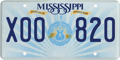 MS license plate XOO820