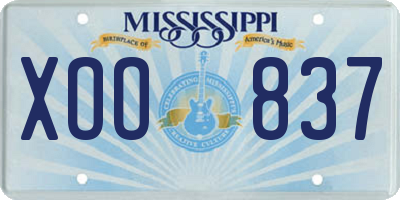 MS license plate XOO837