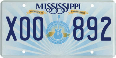 MS license plate XOO892
