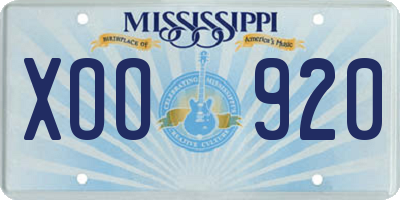 MS license plate XOO920