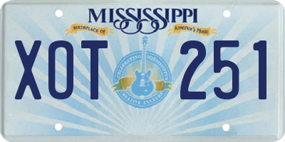 MS license plate XOT251