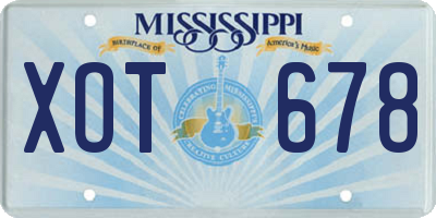 MS license plate XOT678