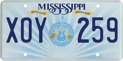 MS license plate XOY259