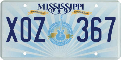 MS license plate XOZ367