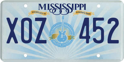 MS license plate XOZ452