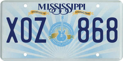 MS license plate XOZ868