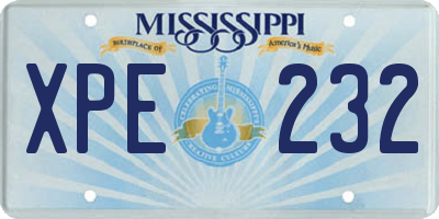 MS license plate XPE232