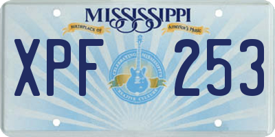 MS license plate XPF253