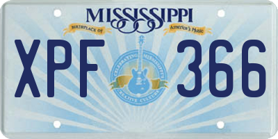 MS license plate XPF366