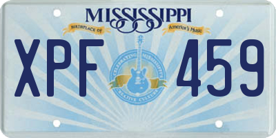 MS license plate XPF459