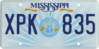 MS license plate XPK835