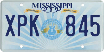 MS license plate XPK845