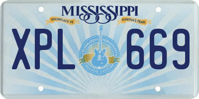 MS license plate XPL669