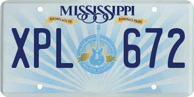 MS license plate XPL672