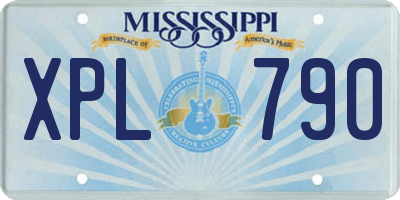 MS license plate XPL790