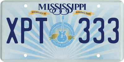 MS license plate XPT333