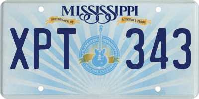 MS license plate XPT343