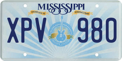 MS license plate XPV980