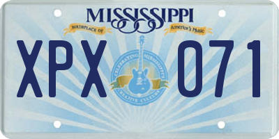 MS license plate XPX071