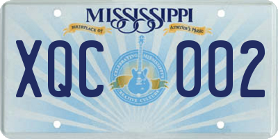 MS license plate XQC002