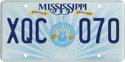 MS license plate XQC070