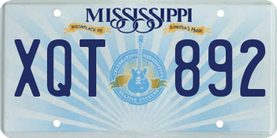 MS license plate XQT892