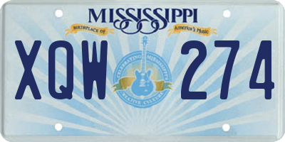 MS license plate XQW274