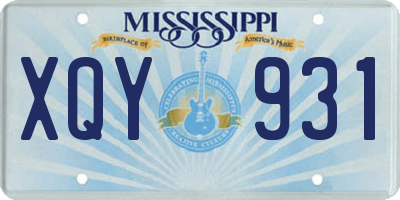 MS license plate XQY931