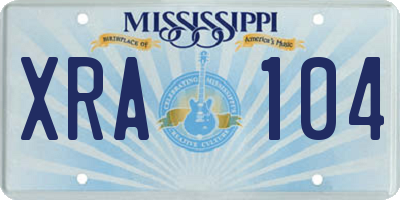 MS license plate XRA104