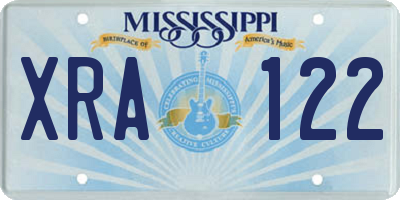 MS license plate XRA122