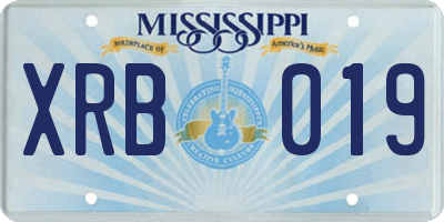 MS license plate XRB019