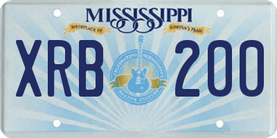 MS license plate XRB200