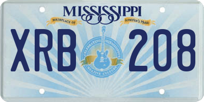 MS license plate XRB208