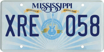 MS license plate XRE058