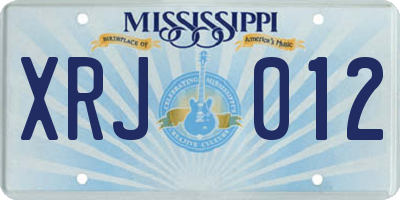 MS license plate XRJ012