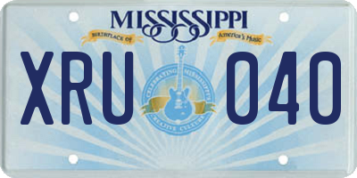 MS license plate XRU040