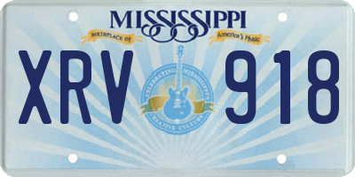 MS license plate XRV918