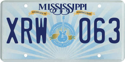 MS license plate XRW063