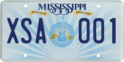MS license plate XSA001